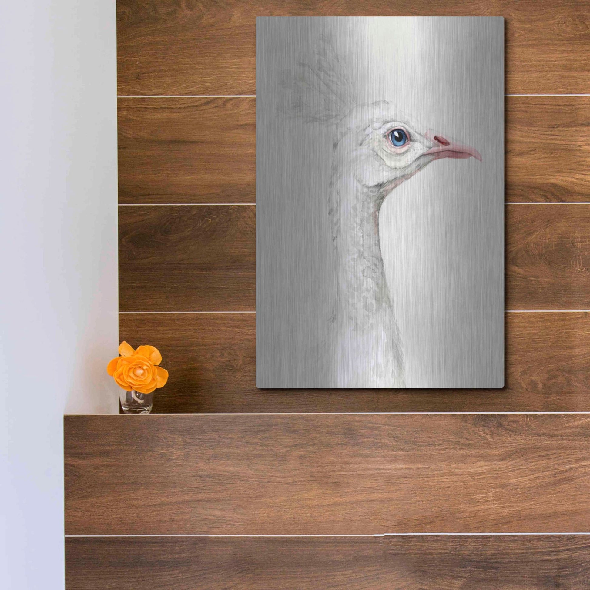 Luxe Metal Art 'Alpine Peacock I' by Grace Popp, Metal Wall Art,12x16