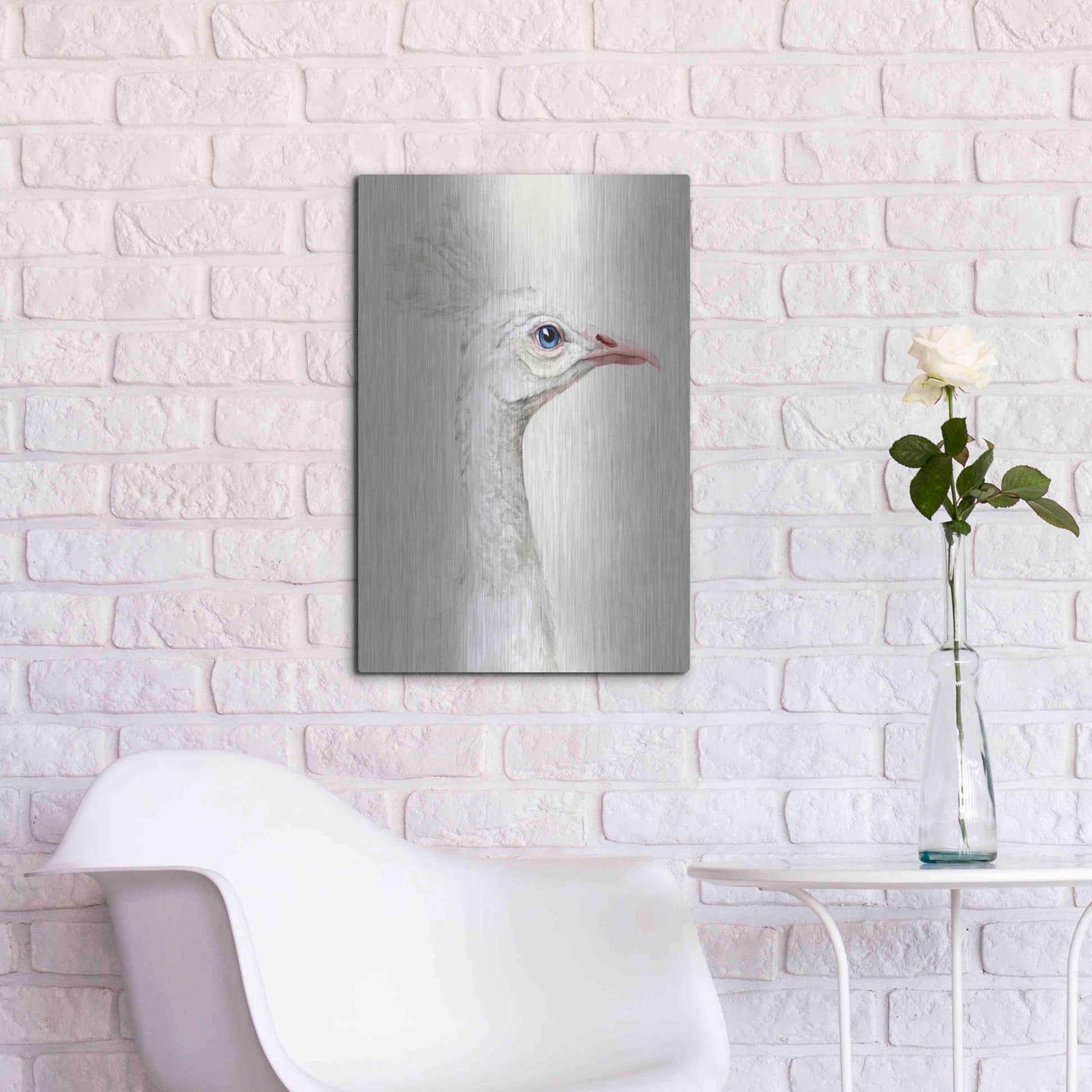 Luxe Metal Art 'Alpine Peacock I' by Grace Popp, Metal Wall Art,16x24