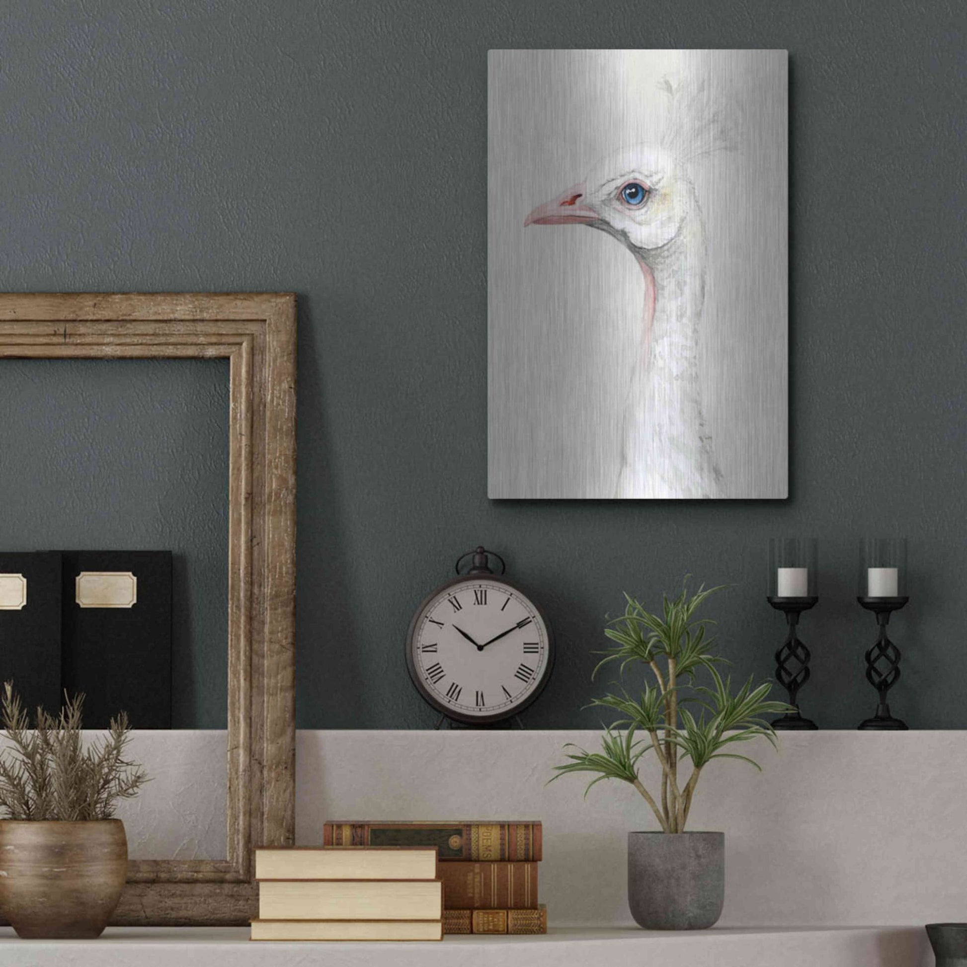 Luxe Metal Art 'Alpine Peacock II' by Grace Popp, Metal Wall Art,12x16