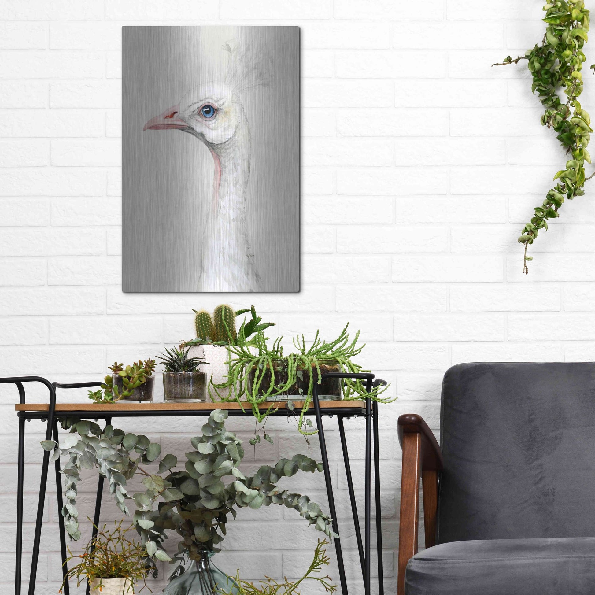 Luxe Metal Art 'Alpine Peacock II' by Grace Popp, Metal Wall Art,12x16