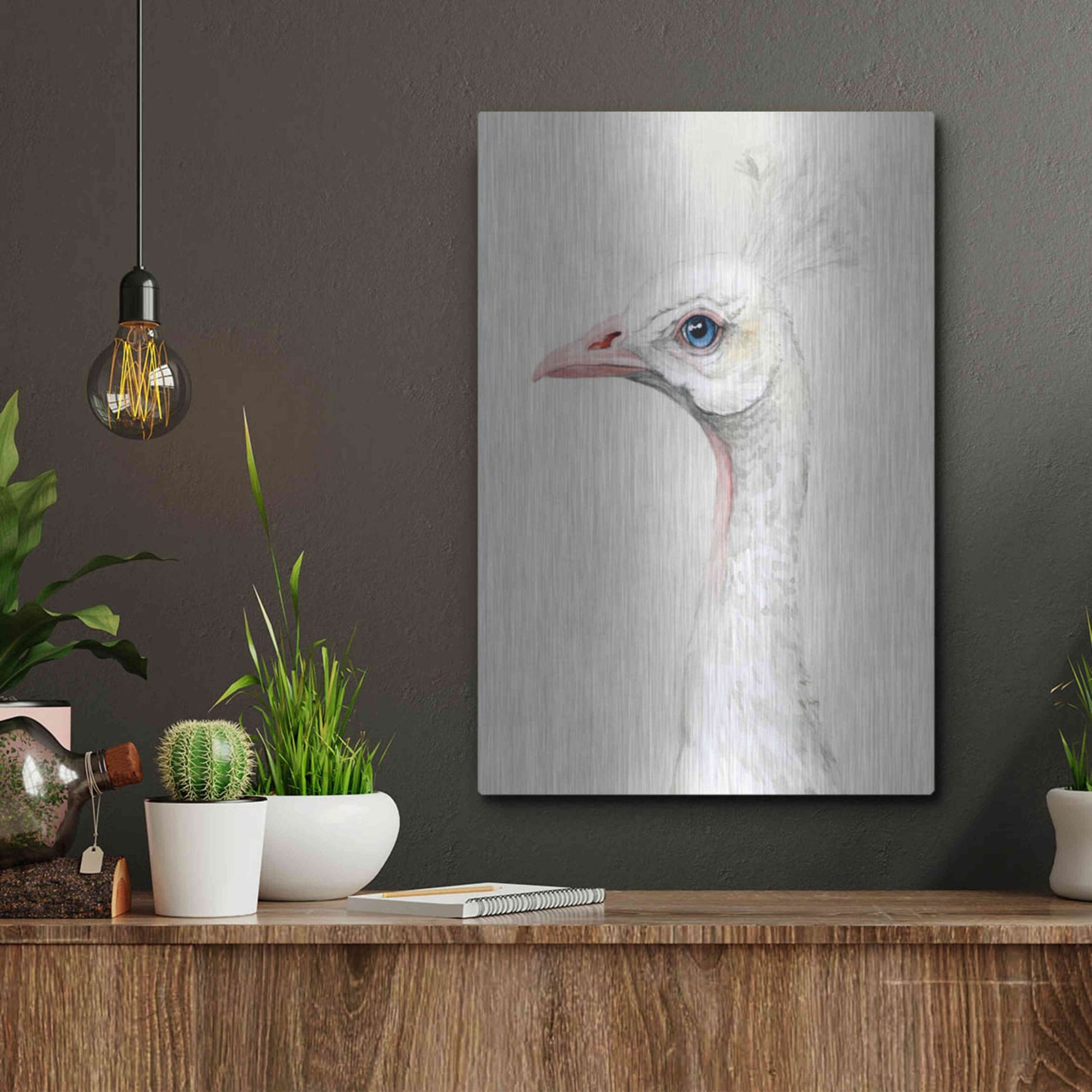 Luxe Metal Art 'Alpine Peacock II' by Grace Popp, Metal Wall Art,12x16