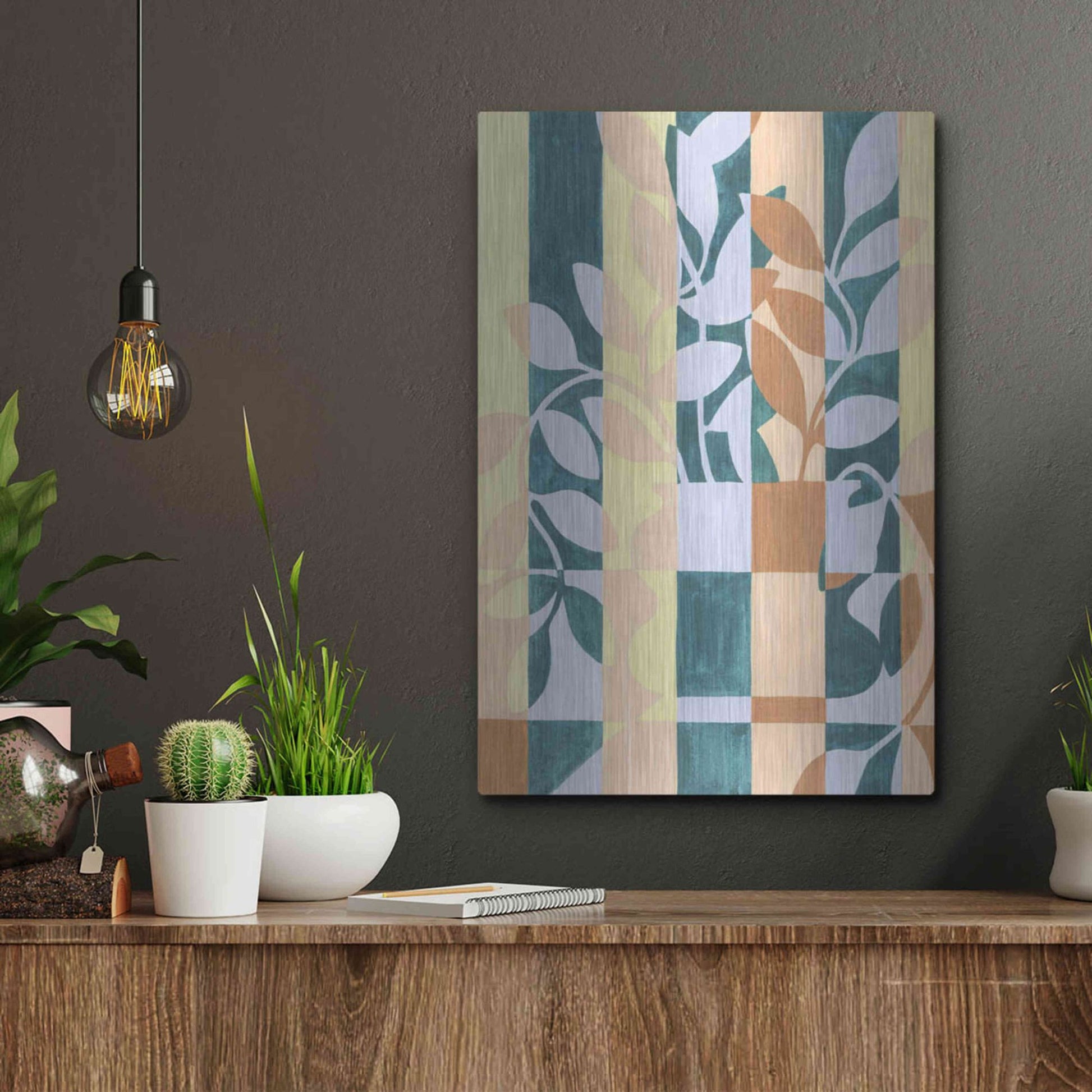 Luxe Metal Art 'Checkered Cutting I' by Grace Popp, Metal Wall Art,12x16