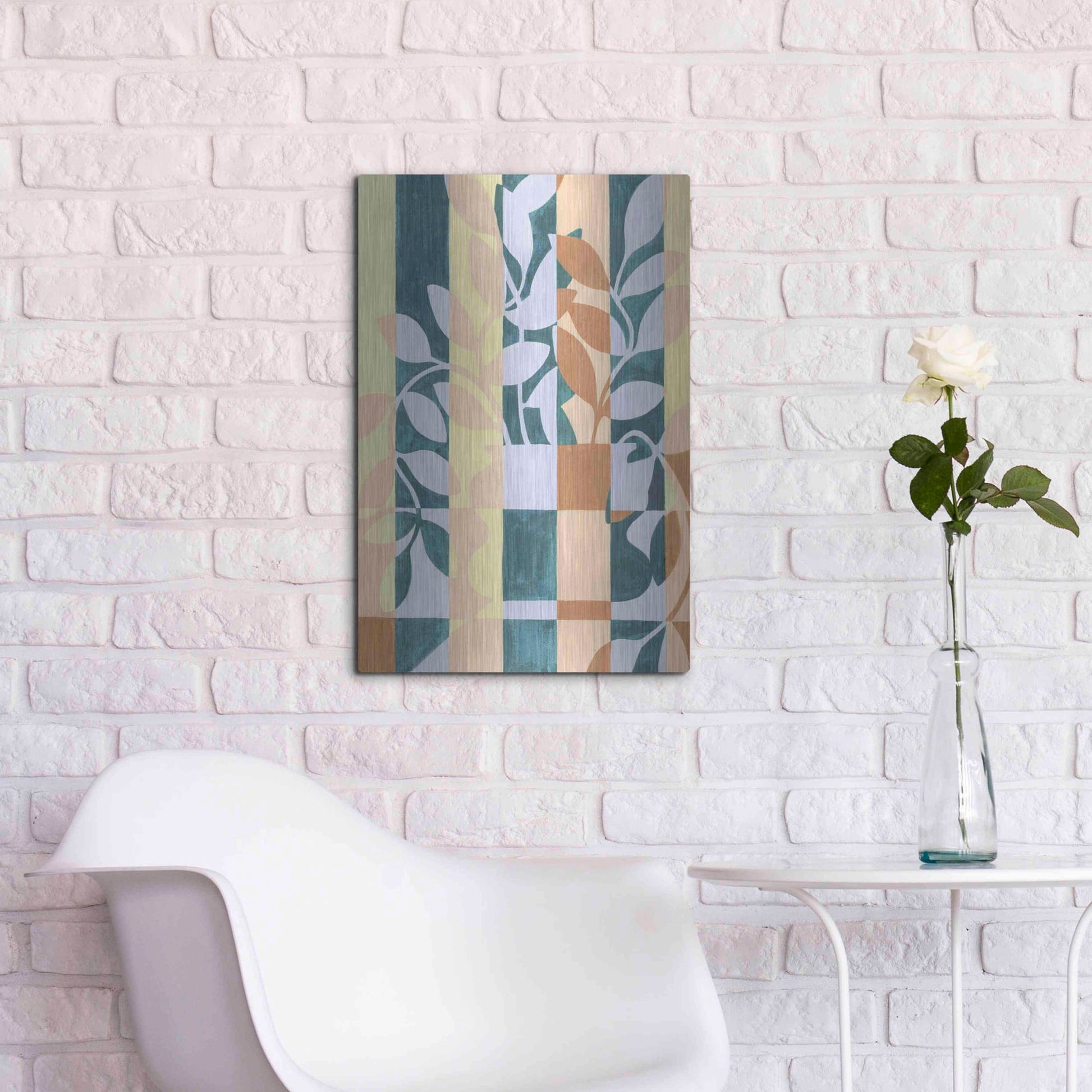 Luxe Metal Art 'Checkered Cutting I' by Grace Popp, Metal Wall Art,16x24