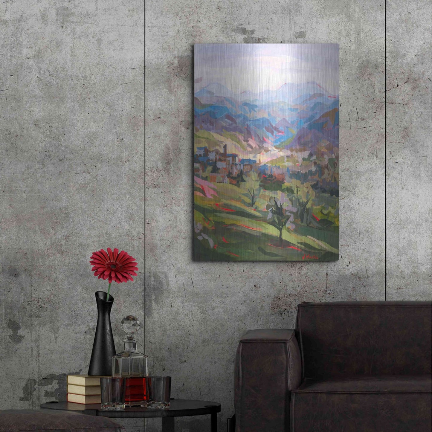 Luxe Metal Art 'Italian Hillside' by Joanne Hastie, Metal Wall Art,24x36