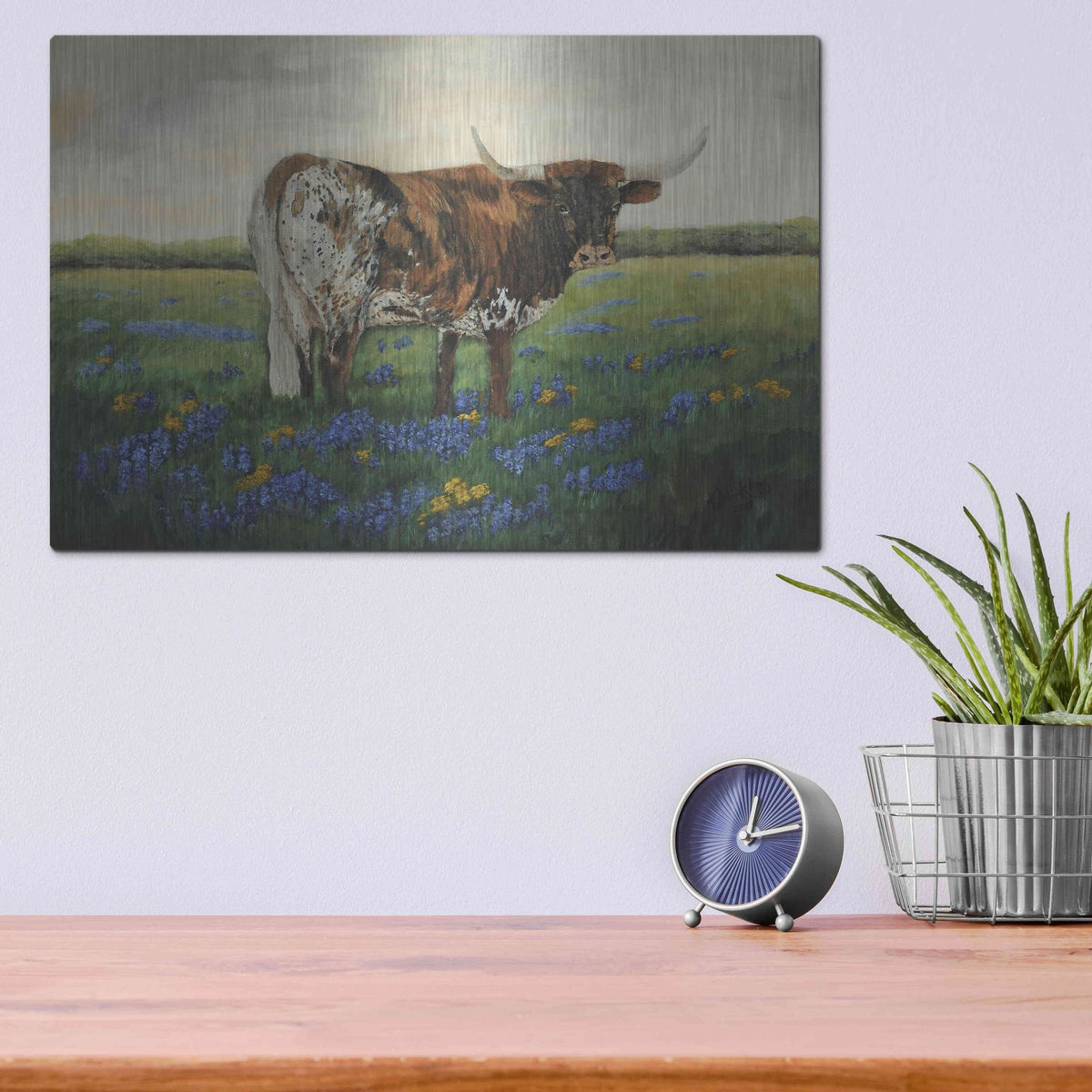 Luxe Metal Art 'My Flowers I' by Kathy Winkler, Metal Wall Art,16x12