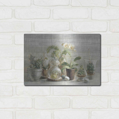 Luxe Metal Art 'Greenhouse Orchids on Wood' by Danhui Nai, Metal Wall Art,16x12