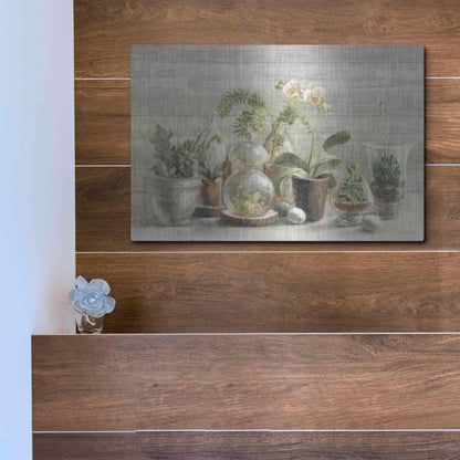 Luxe Metal Art 'Greenhouse Orchids on Wood' by Danhui Nai, Metal Wall Art,16x12
