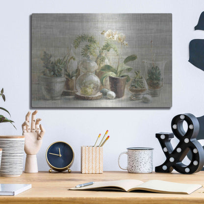 Luxe Metal Art 'Greenhouse Orchids on Wood' by Danhui Nai, Metal Wall Art,16x12