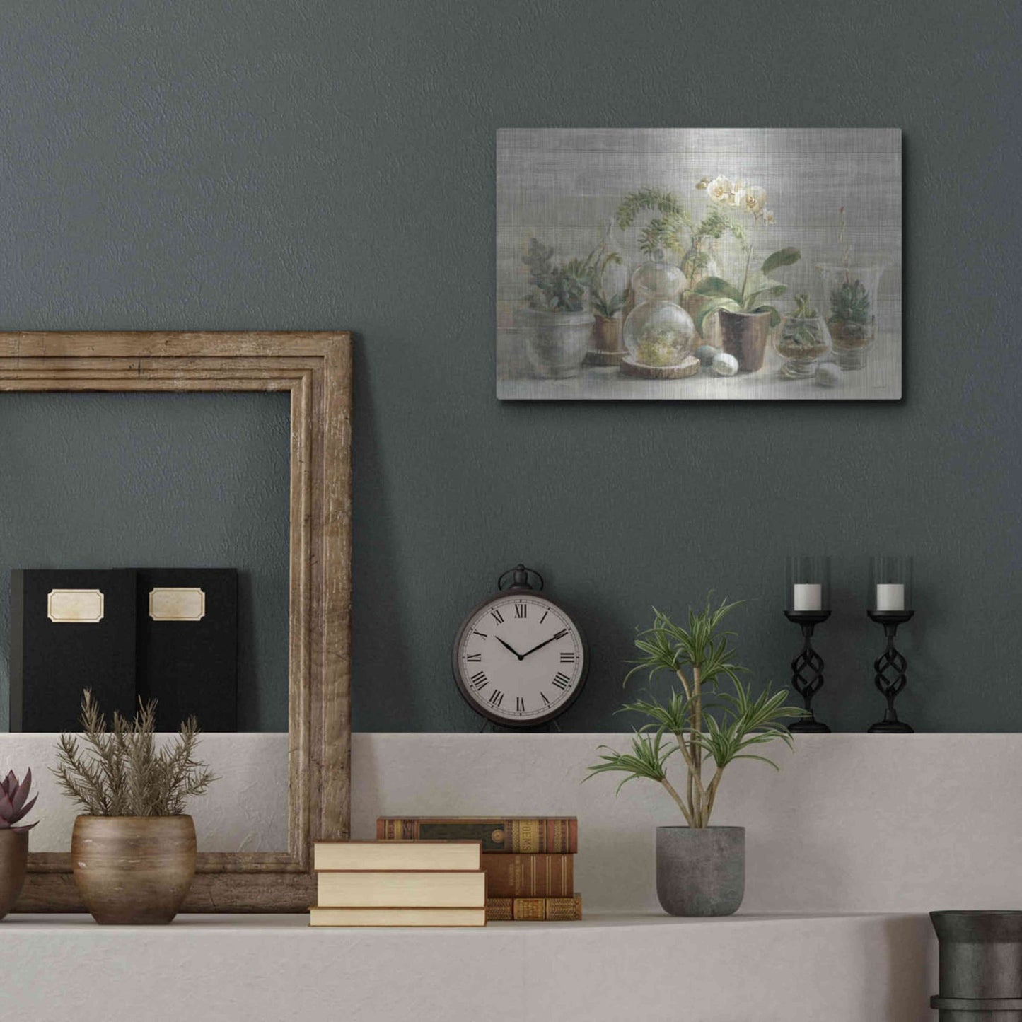 Luxe Metal Art 'Greenhouse Orchids on Wood' by Danhui Nai, Metal Wall Art,16x12