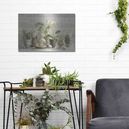 Luxe Metal Art 'Greenhouse Orchids on Wood' by Danhui Nai, Metal Wall Art,16x12