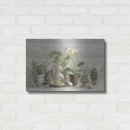 Luxe Metal Art 'Greenhouse Orchids on Wood' by Danhui Nai, Metal Wall Art,24x16