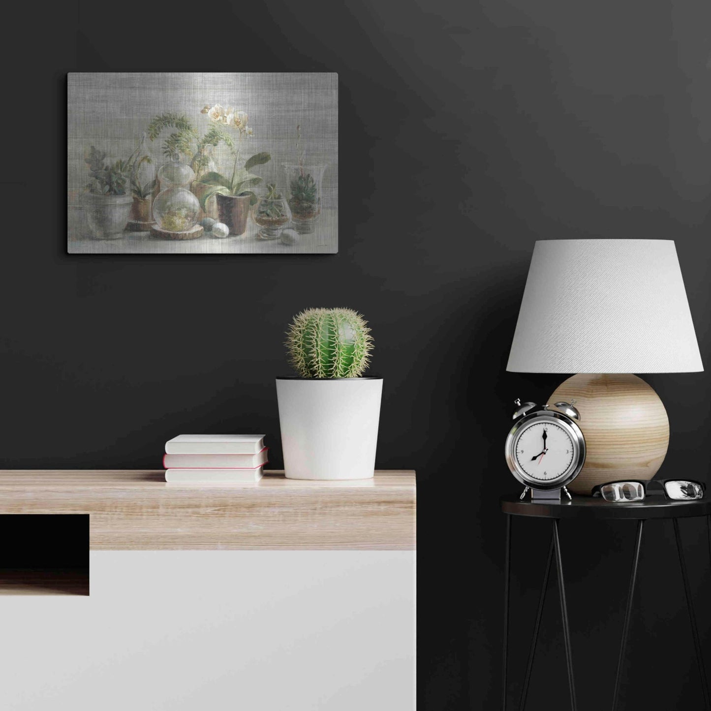 Luxe Metal Art 'Greenhouse Orchids on Wood' by Danhui Nai, Metal Wall Art,24x16