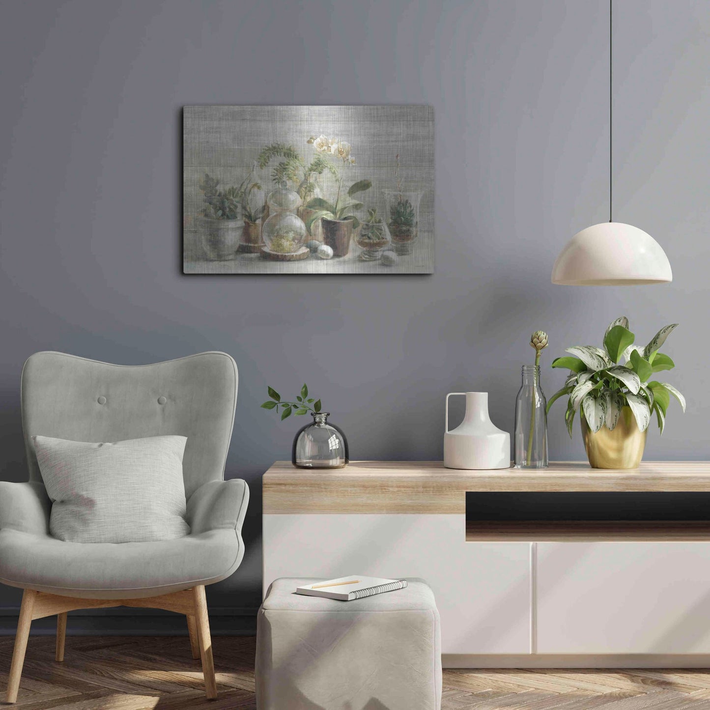 Luxe Metal Art 'Greenhouse Orchids on Wood' by Danhui Nai, Metal Wall Art,24x16
