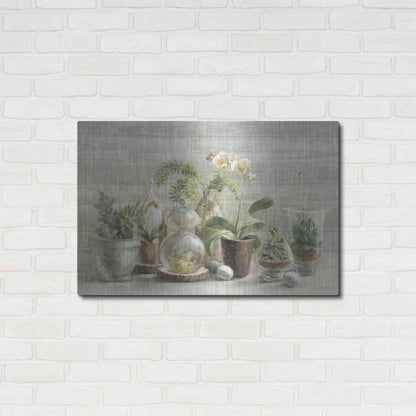 Luxe Metal Art 'Greenhouse Orchids on Wood' by Danhui Nai, Metal Wall Art,36x24