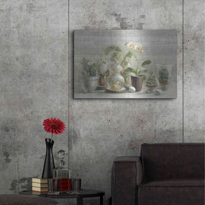 Luxe Metal Art 'Greenhouse Orchids on Wood' by Danhui Nai, Metal Wall Art,36x24