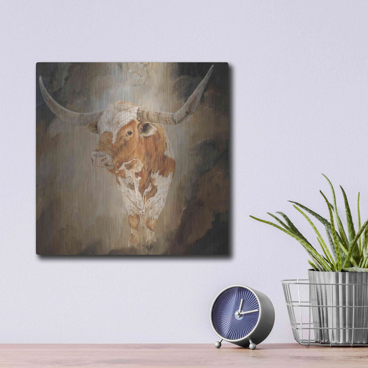 Luxe Metal Art 'Presenting Himself' by Kathy Winkler, Metal Wall Art,12x12