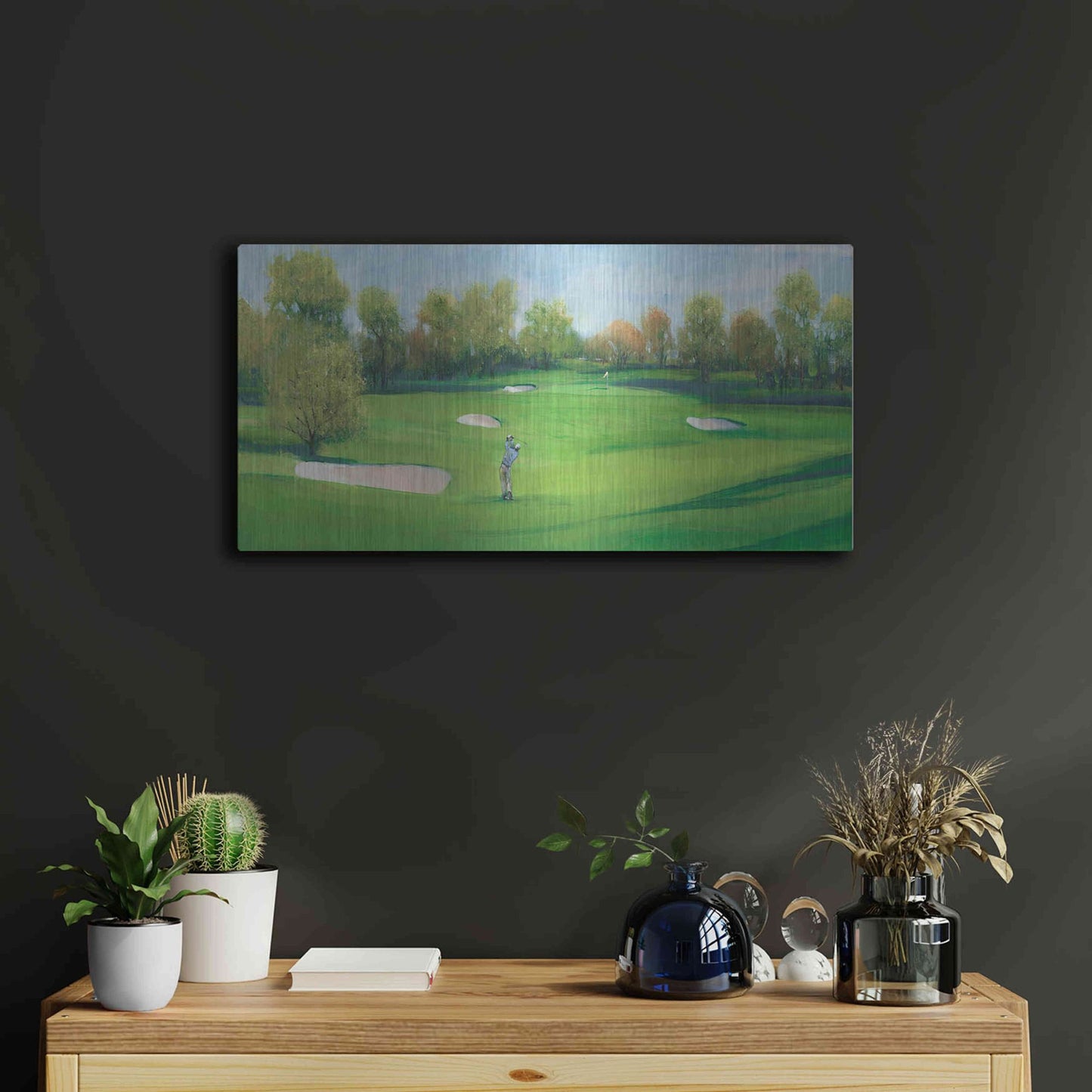 Luxe Metal Art 'Fairway Shot II' by Tim O'Toole, Metal Wall Art,24x12