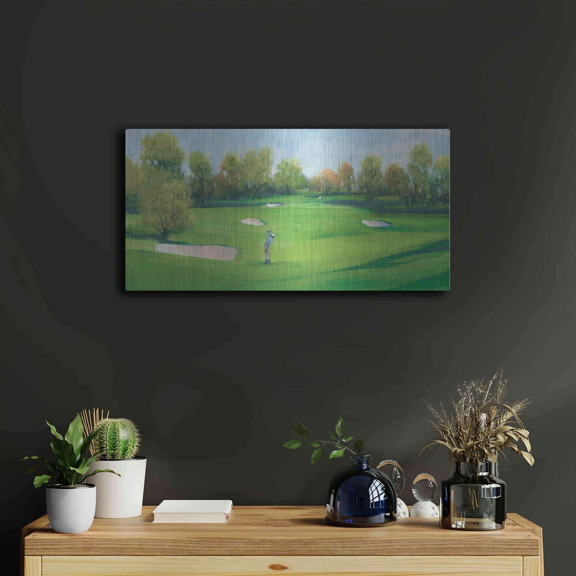 Luxe Metal Art 'Fairway Shot II' by Tim O'Toole, Metal Wall Art,24x12