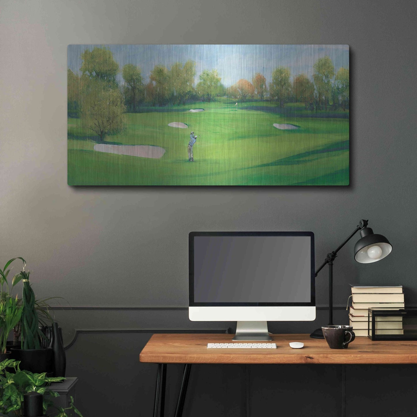 Luxe Metal Art 'Fairway Shot II' by Tim O'Toole, Metal Wall Art,48x24