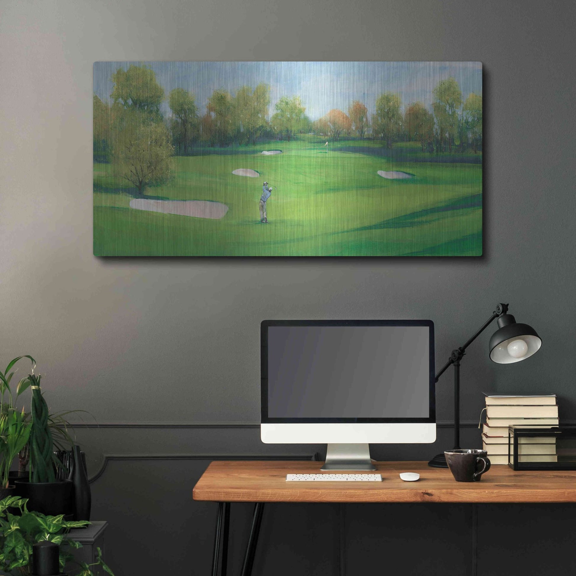 Luxe Metal Art 'Fairway Shot II' by Tim O'Toole, Metal Wall Art,48x24