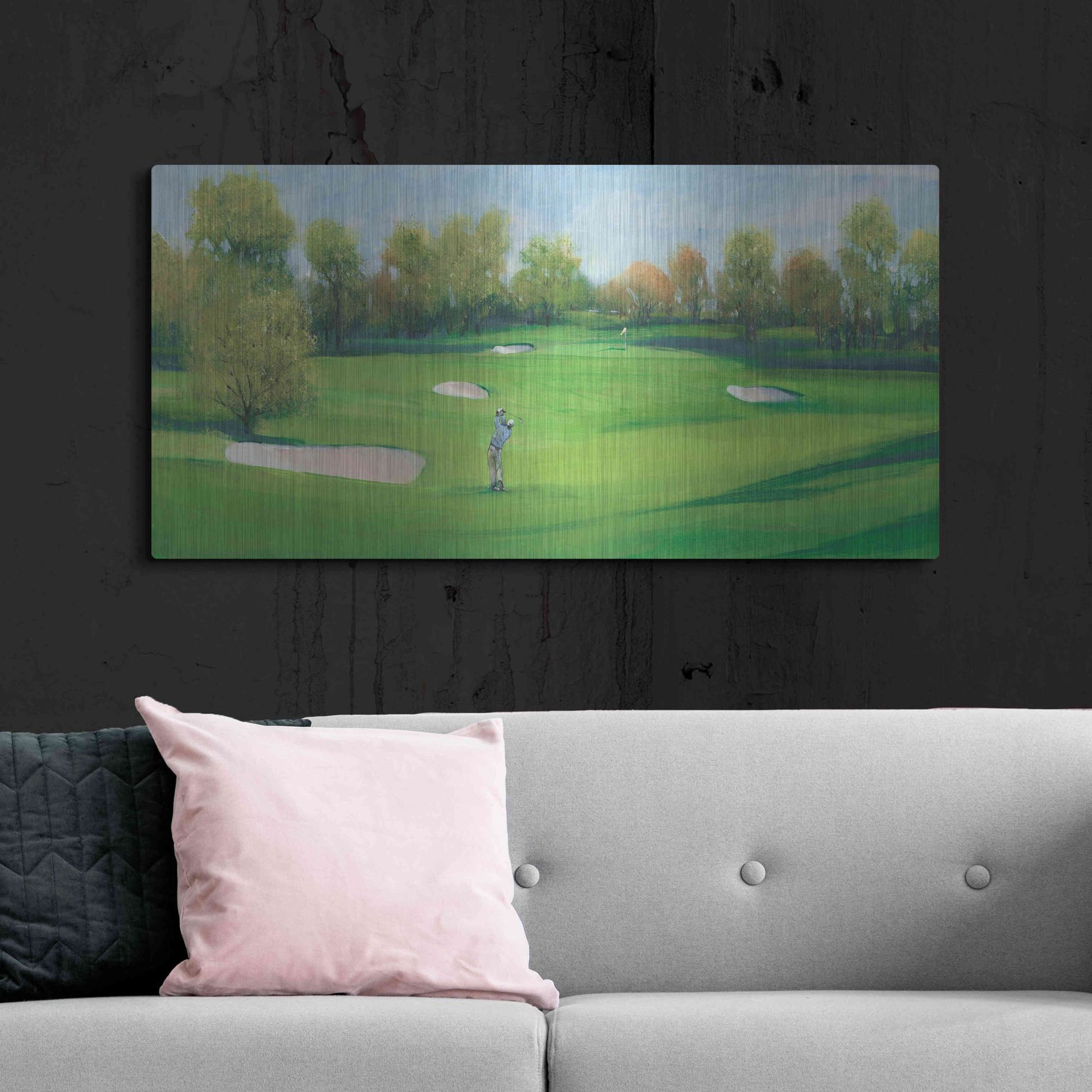 Luxe Metal Art 'Fairway Shot II' by Tim O'Toole, Metal Wall Art,48x24