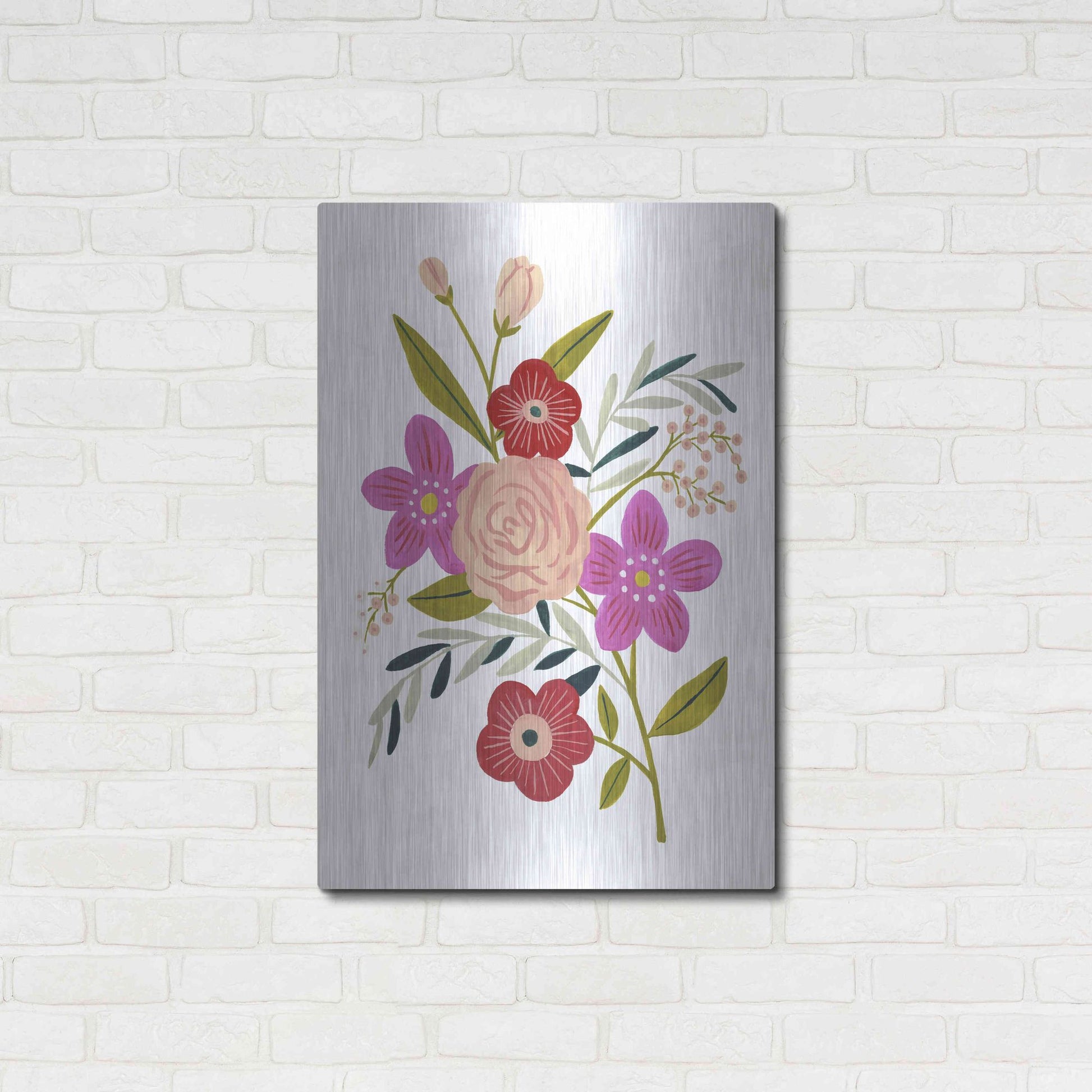 Luxe Metal Art 'Simple Flora II' by Victoria Barnes, Metal Wall Art,24x36