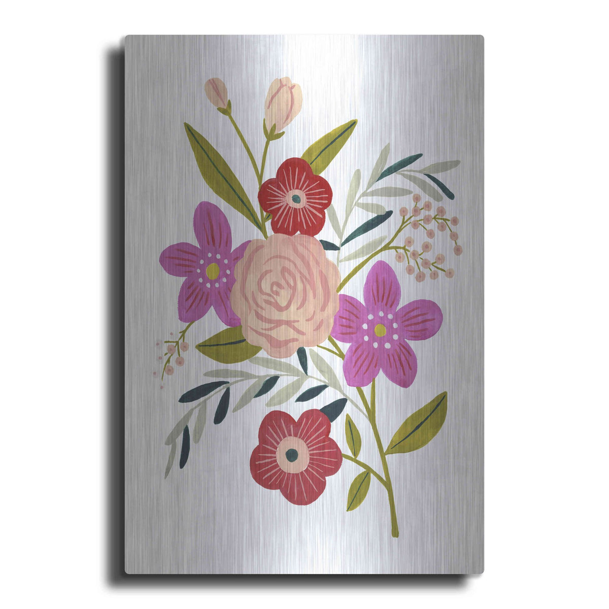 Luxe Metal Art 'Simple Flora II' by Victoria Barnes, Metal Wall Art