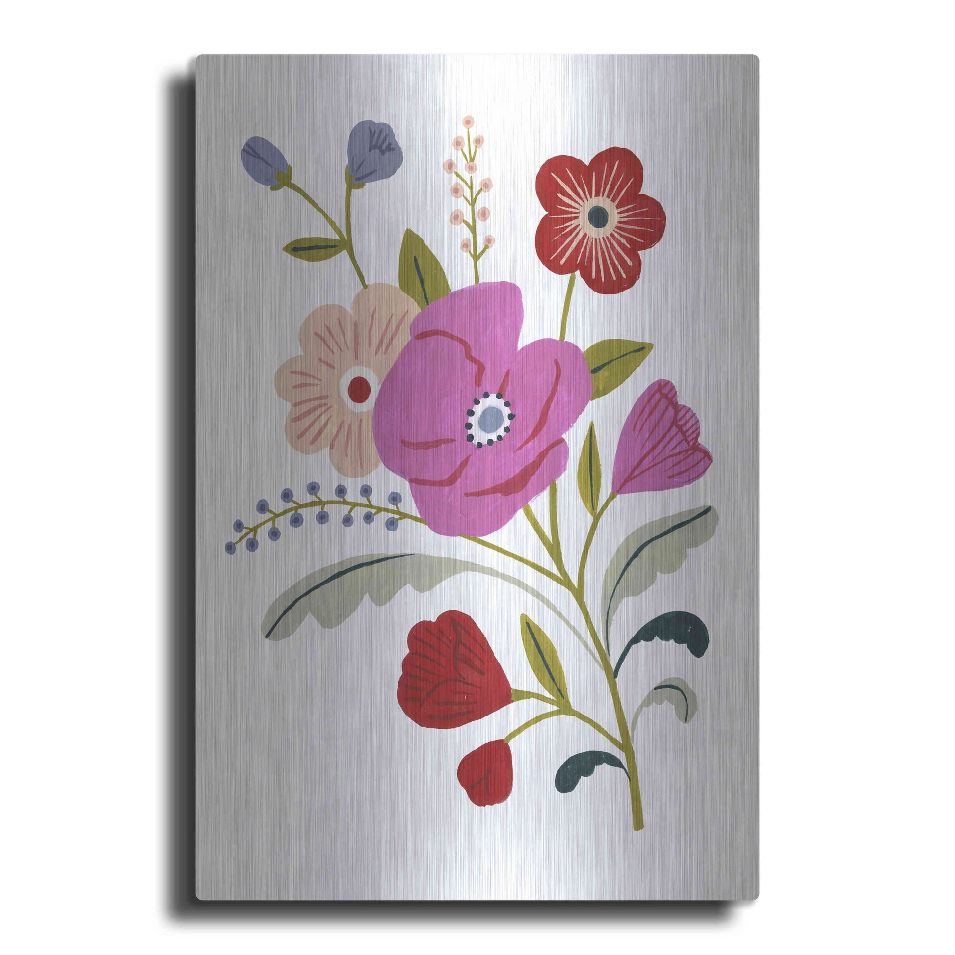 Luxe Metal Art 'Simple Flora III' by Victoria Barnes, Metal Wall Art