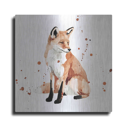 Luxe Metal Art 'Watercolor Fox II' by Victoria Barnes, Metal Wall Art