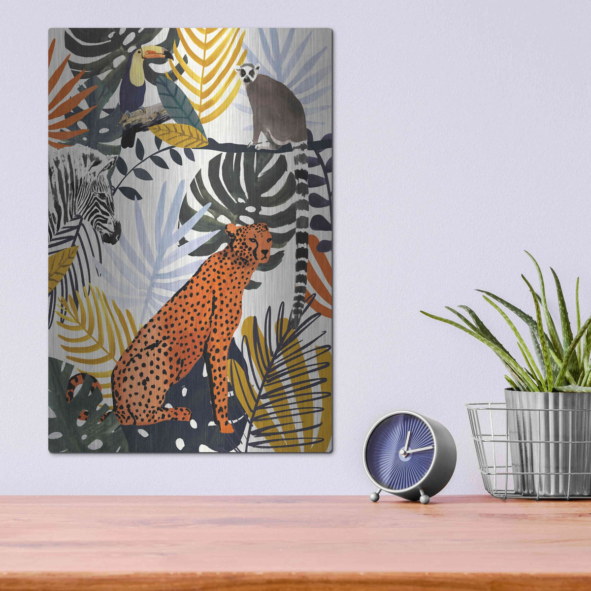 Luxe Metal Art 'Jungle Jumble I' by Victoria Barnes, Metal Wall Art,12x16
