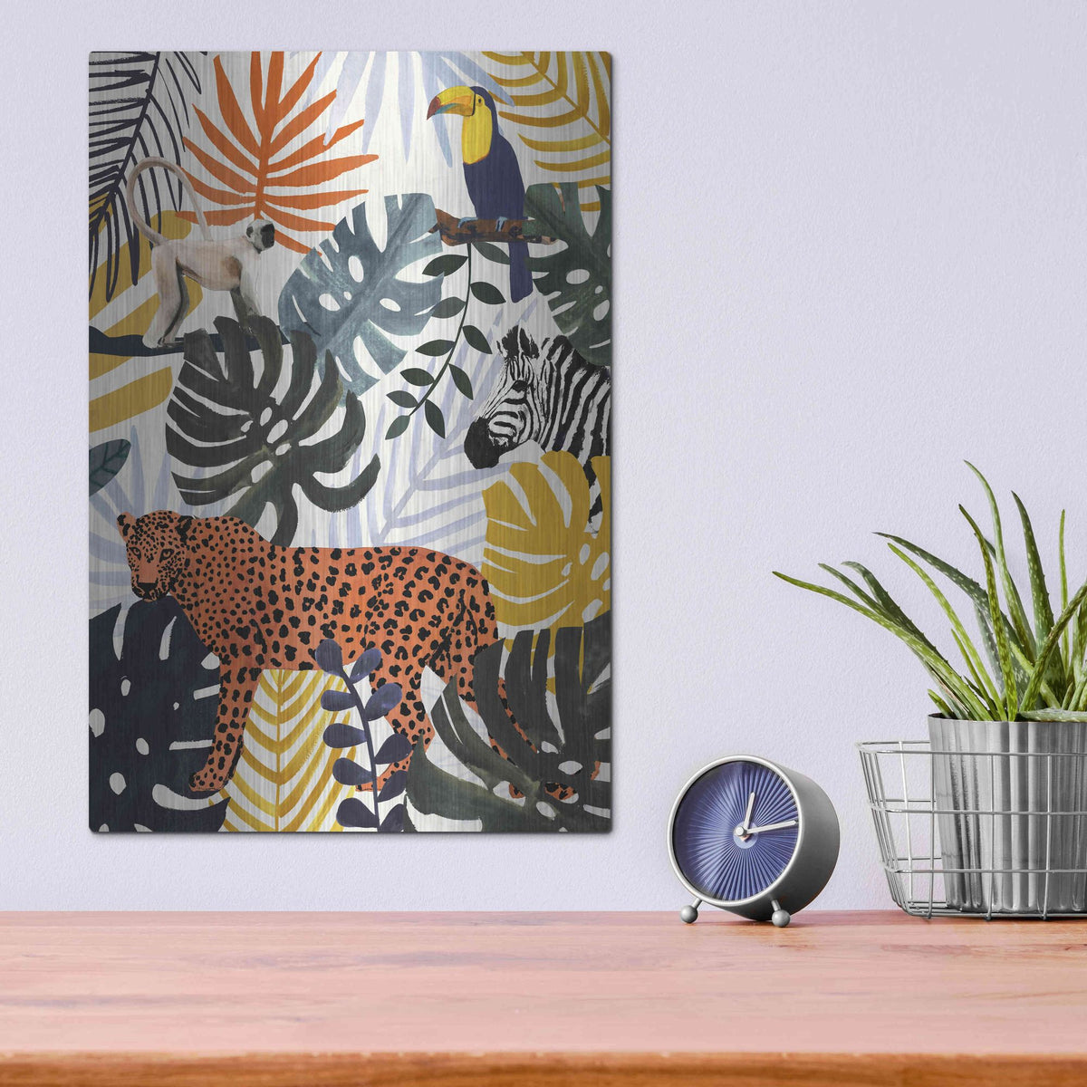 Luxe Metal Art 'Jungle Jumble II' by Victoria Barnes, Metal Wall Art,12x16