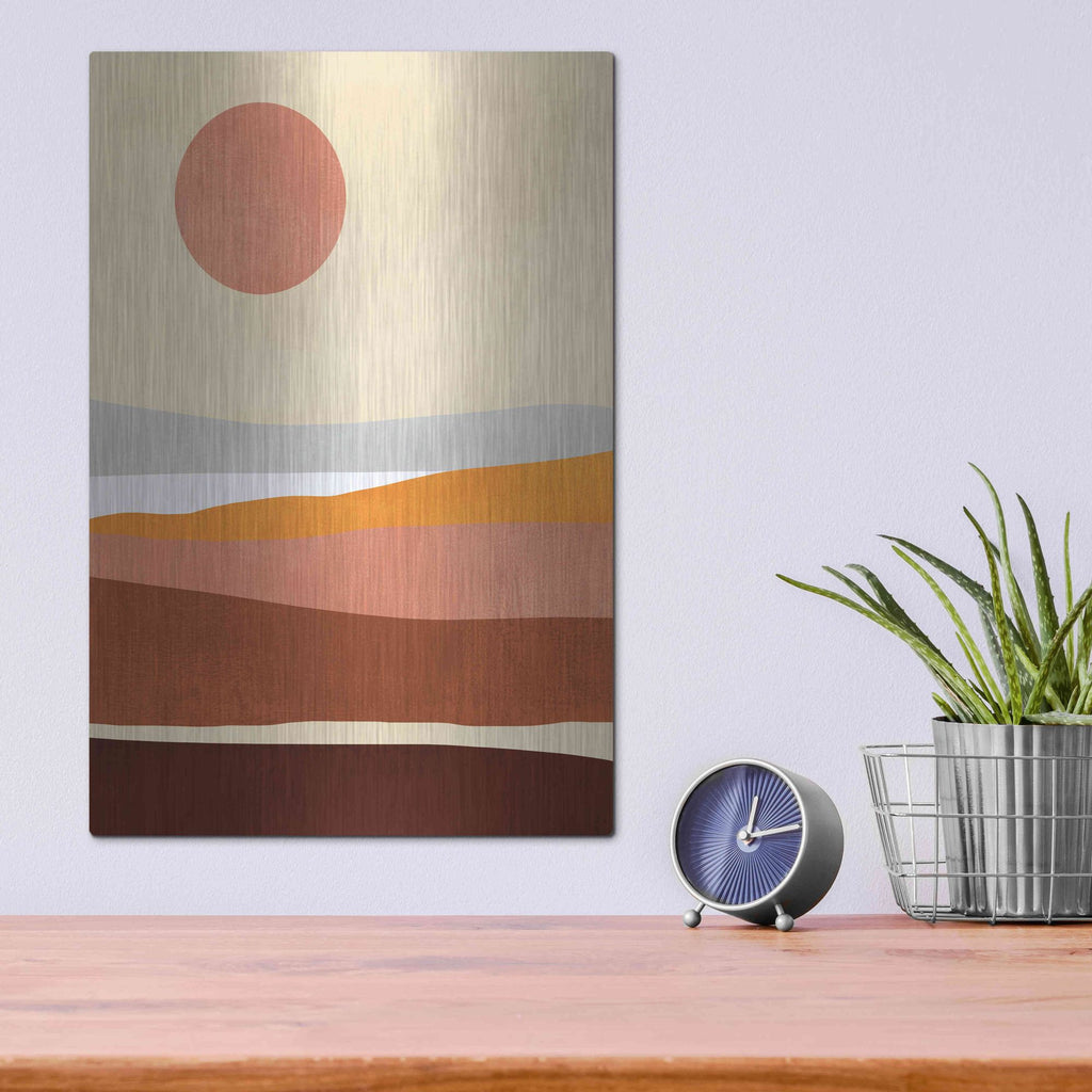Luxe Metal Art 'Sunseeker Landscape II' by Victoria Barnes, Metal Wall Art,12x16