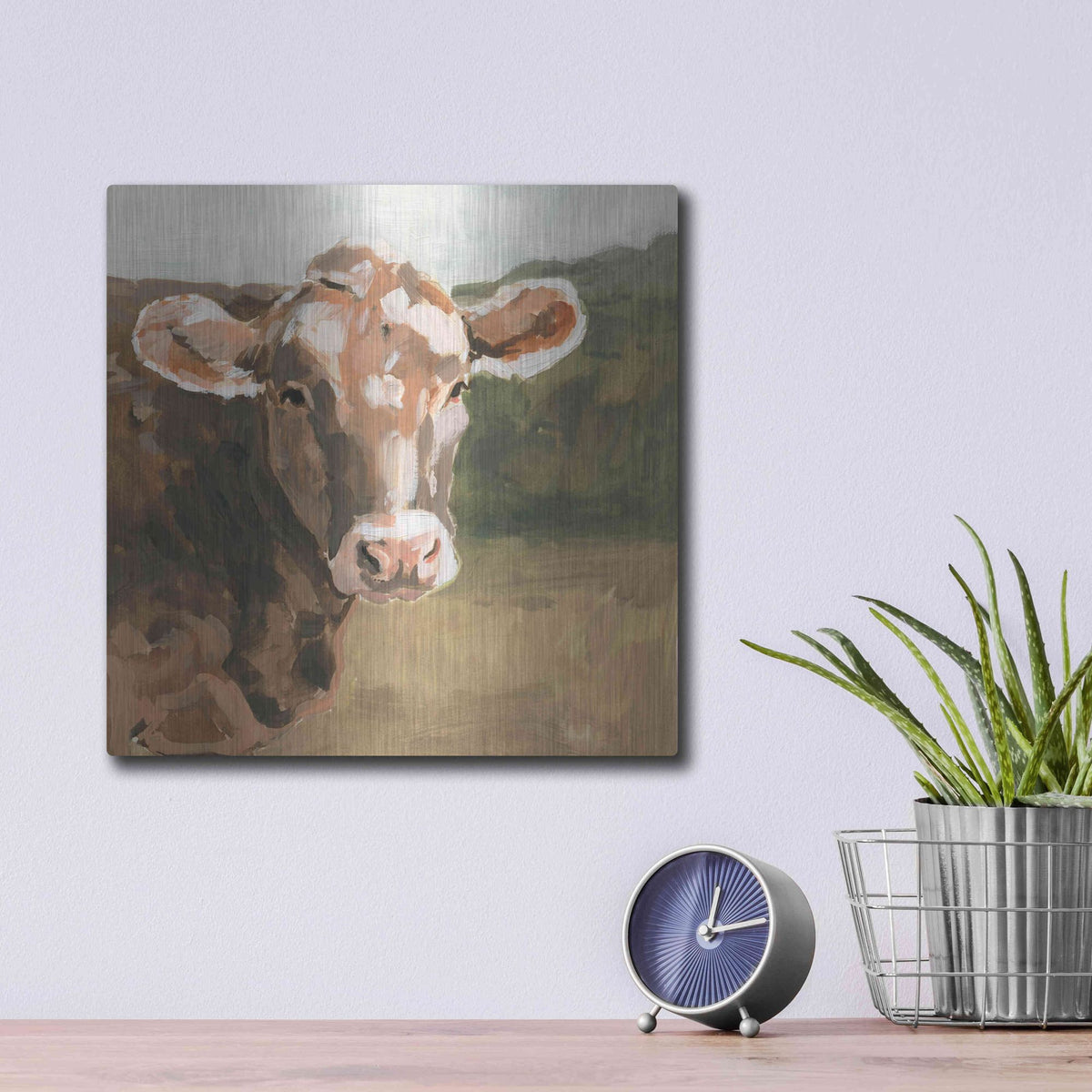 Luxe Metal Art 'On the Pasture I' by Victoria Barnes, Metal Wall Art,12x12