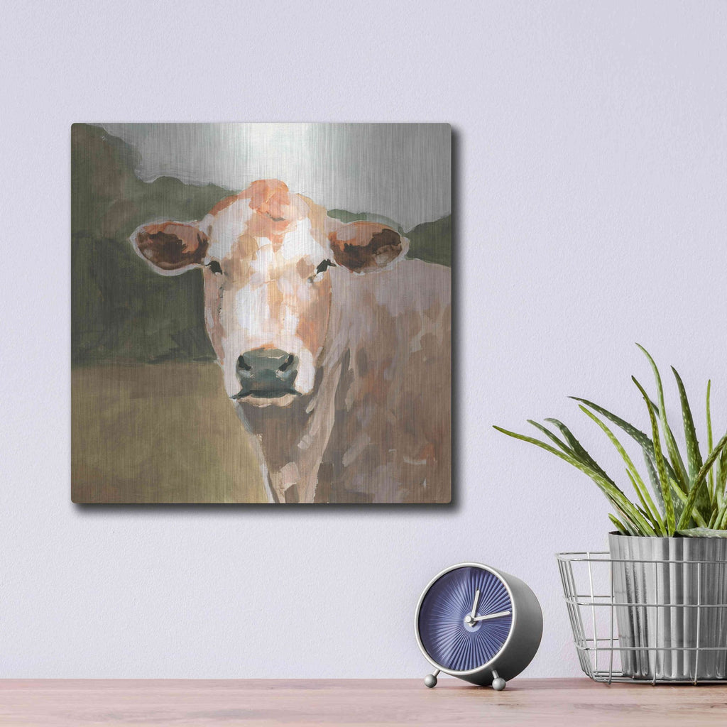 Luxe Metal Art 'On the Pasture II' by Victoria Barnes, Metal Wall Art,12x12