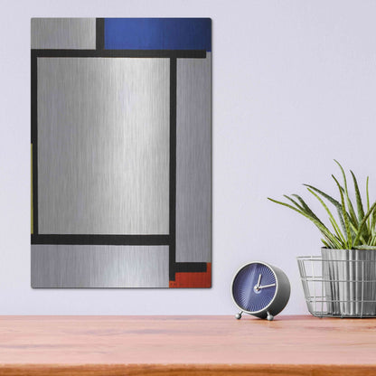 Luxe Metal Art 'Composition with Blue, Black, Yellow, and Red' by Piet Mondrian, Metal Wall Art,12x16