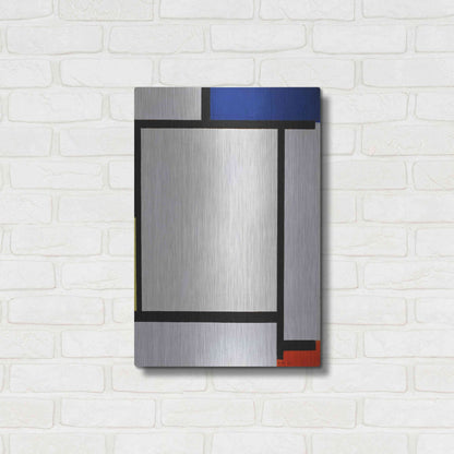 Luxe Metal Art 'Composition with Blue, Black, Yellow, and Red' by Piet Mondrian, Metal Wall Art,16x24