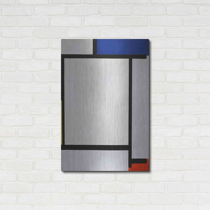 Luxe Metal Art 'Composition with Blue, Black, Yellow, and Red' by Piet Mondrian, Metal Wall Art,24x36