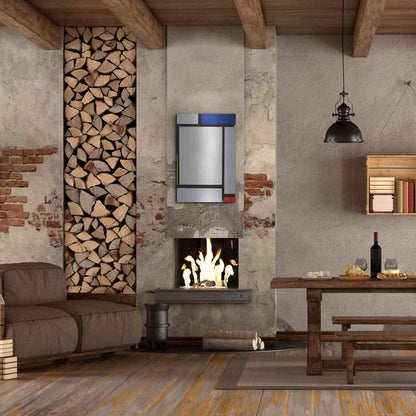 Luxe Metal Art 'Composition with Blue, Black, Yellow, and Red' by Piet Mondrian, Metal Wall Art,24x36