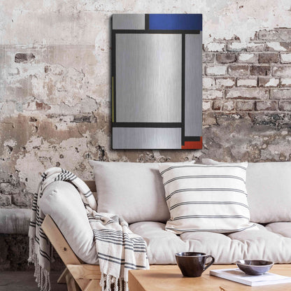 Luxe Metal Art 'Composition with Blue, Black, Yellow, and Red' by Piet Mondrian, Metal Wall Art,24x36