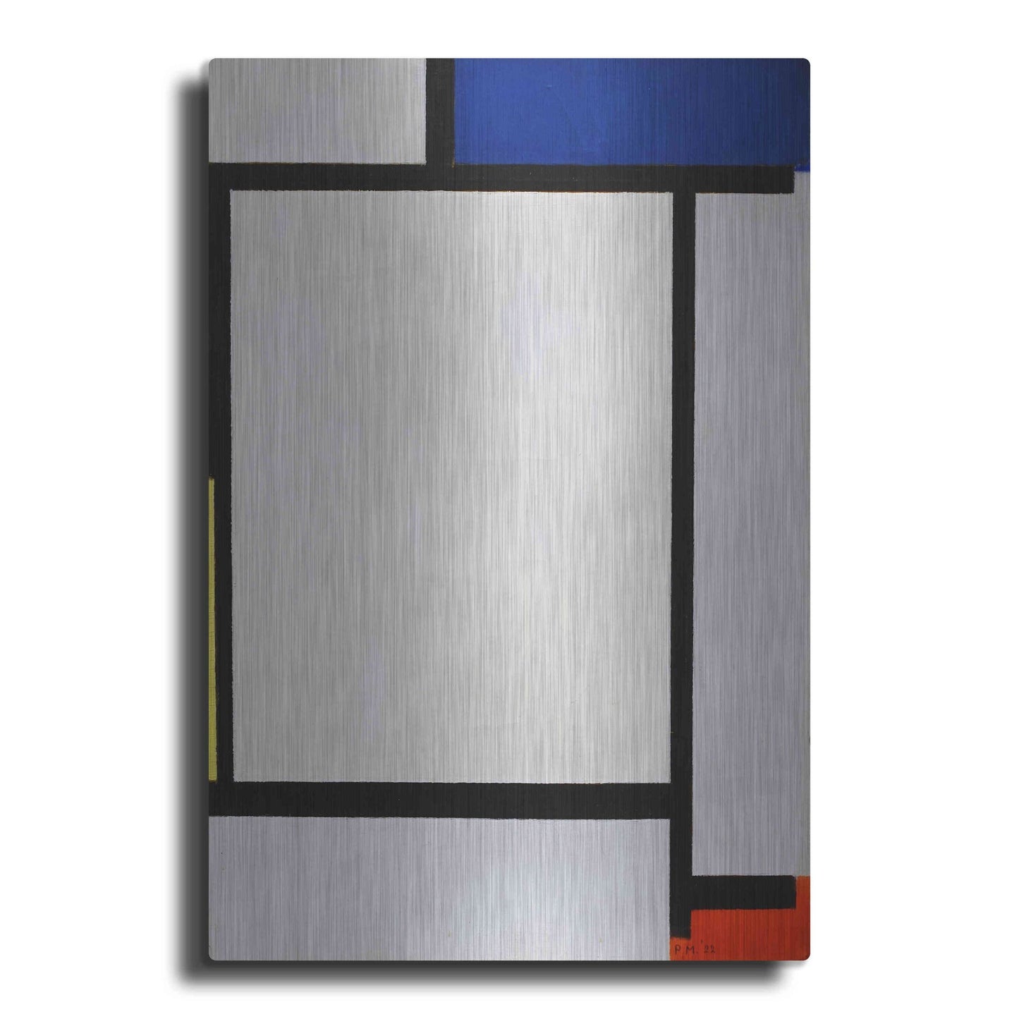 Luxe Metal Art 'Composition with Blue, Black, Yellow, and Red' by Piet Mondrian, Metal Wall Art