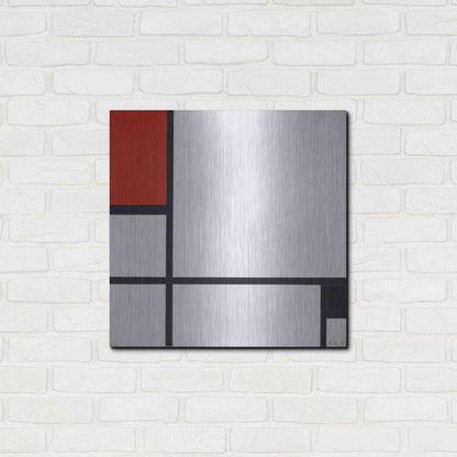 Luxe Metal Art 'Composition No.I, Avec Rouge Et Noir, 1929' by Piet Mondrian, Metal Wall Art,24x24