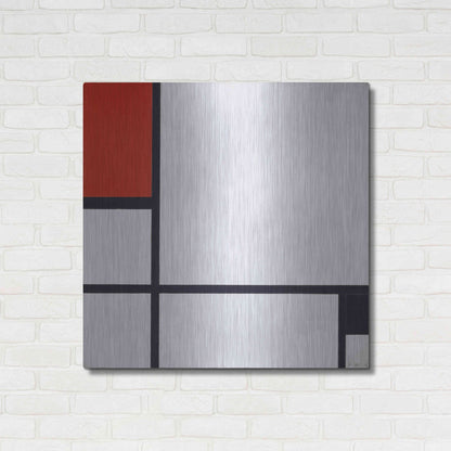 Luxe Metal Art 'Composition No.I, Avec Rouge Et Noir, 1929' by Piet Mondrian, Metal Wall Art,36x36