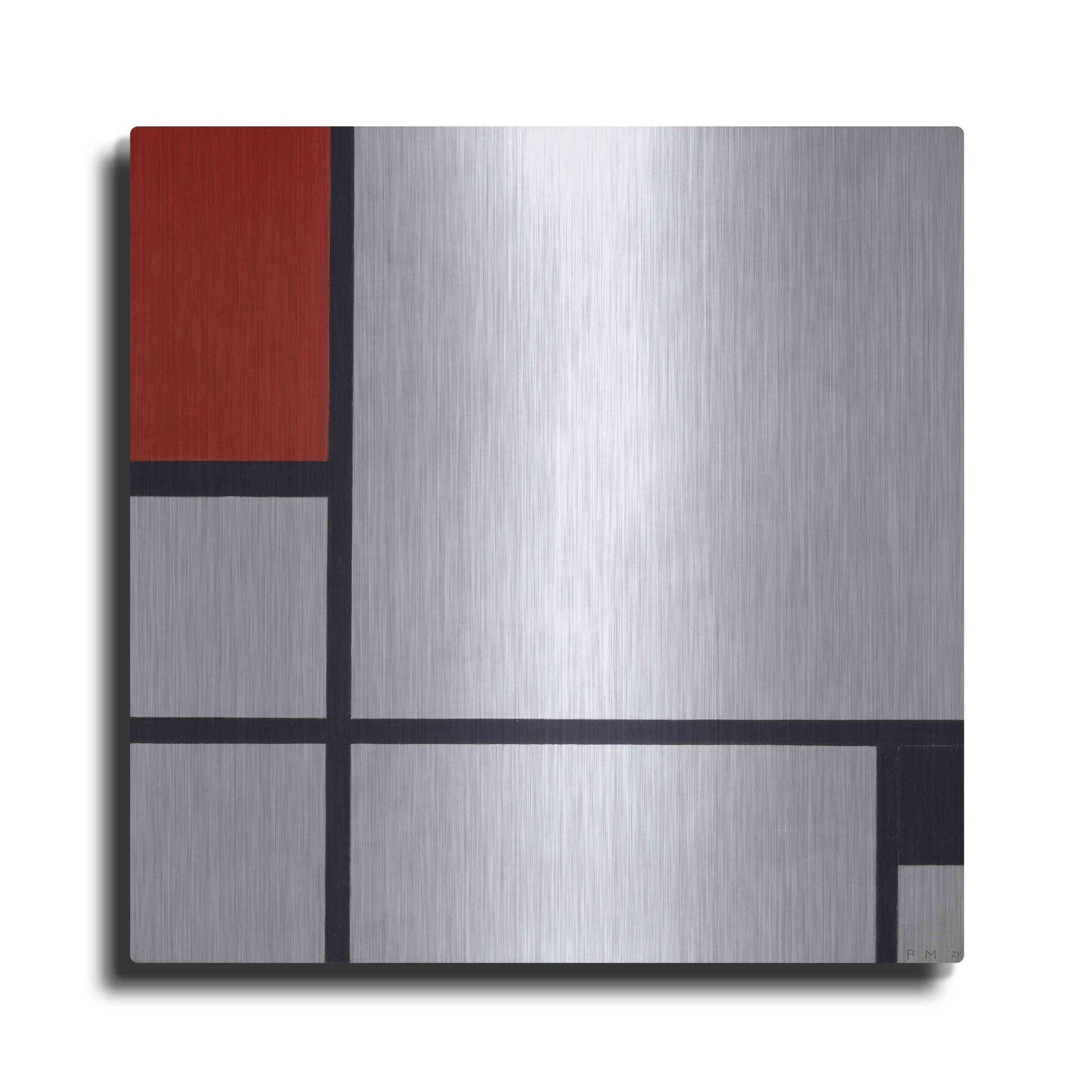 Luxe Metal Art 'Composition No.I, Avec Rouge Et Noir, 1929' by Piet Mondrian, Metal Wall Art