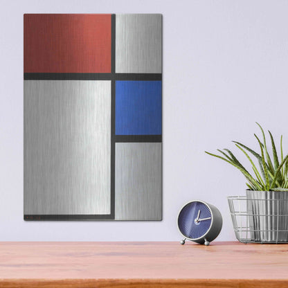 Luxe Metal Art 'Composition No.II, with Red and Blue, 1929' by Piet Mondrian, Metal Wall Art,12x16