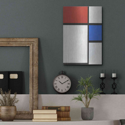 Luxe Metal Art 'Composition No.II, with Red and Blue, 1929' by Piet Mondrian, Metal Wall Art,12x16
