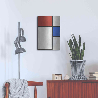 Luxe Metal Art 'Composition No.II, with Red and Blue, 1929' by Piet Mondrian, Metal Wall Art,16x24