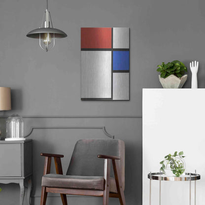 Luxe Metal Art 'Composition No.II, with Red and Blue, 1929' by Piet Mondrian, Metal Wall Art,16x24