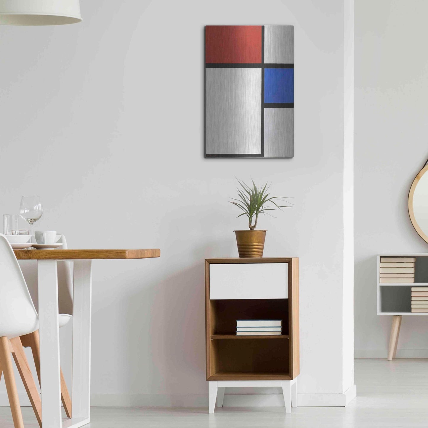 Luxe Metal Art 'Composition No.II, with Red and Blue, 1929' by Piet Mondrian, Metal Wall Art,16x24