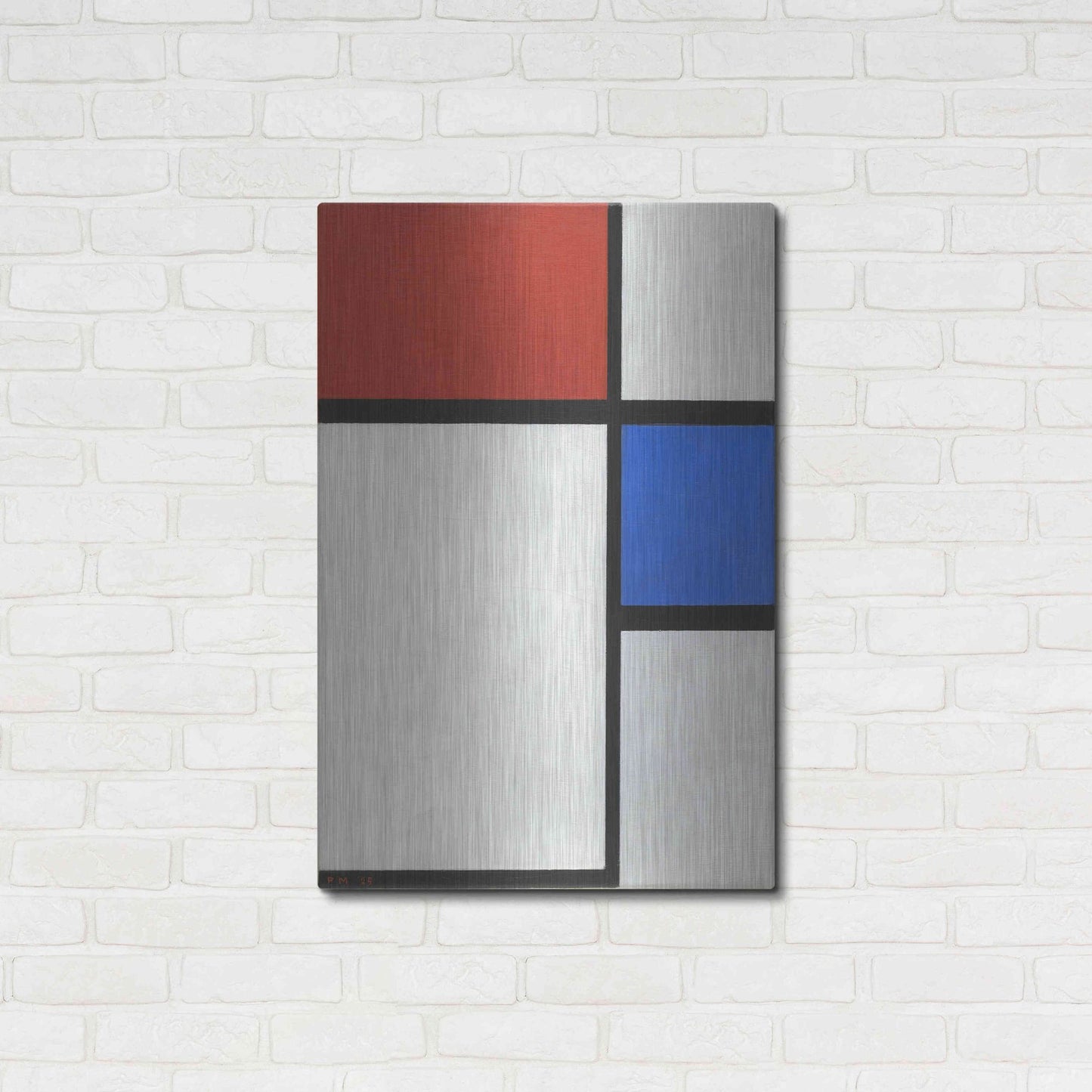 Luxe Metal Art 'Composition No.II, with Red and Blue, 1929' by Piet Mondrian, Metal Wall Art,24x36