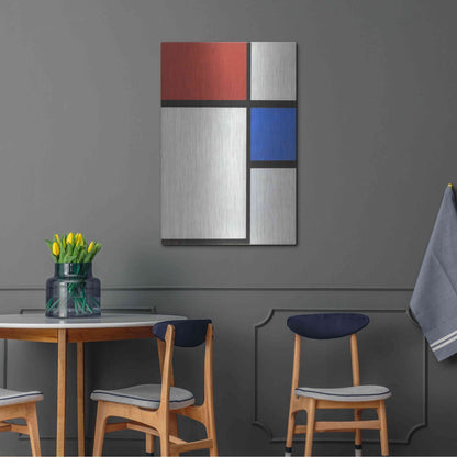 Luxe Metal Art 'Composition No.II, with Red and Blue, 1929' by Piet Mondrian, Metal Wall Art,24x36